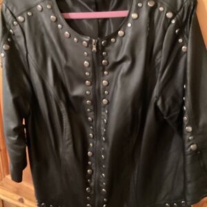 Faux black Leather Biker Style Jacket 1X